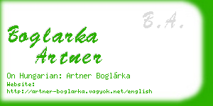 boglarka artner business card